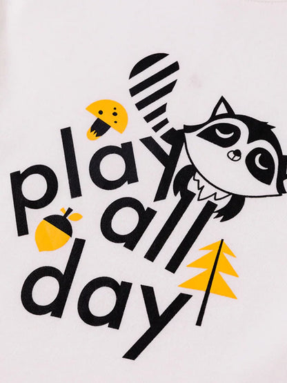 Boys Raccoon Play All Day Long Sleeves Tee