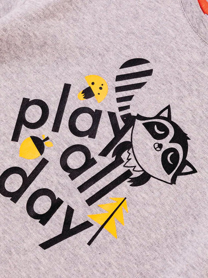 Boys Raccoon Play All Day Long Sleeves Tee