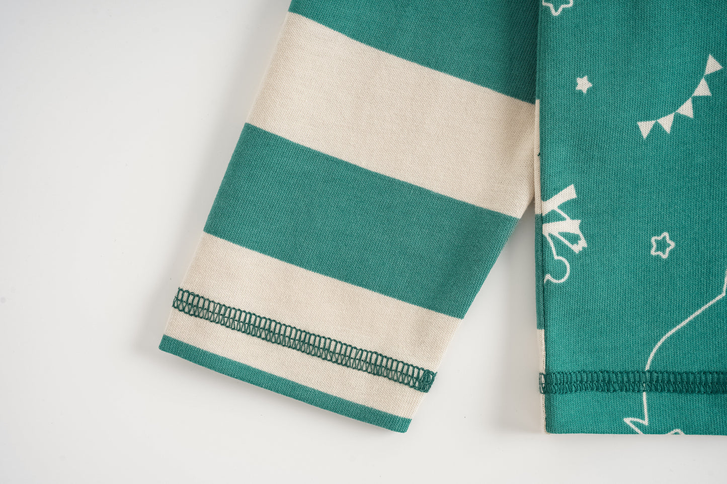 Bear-Print Two-Tone Long Sleeve Tee