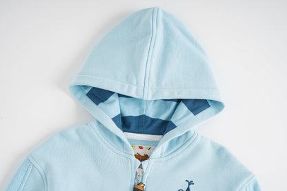 Bear-Embroidered Hooded Jacket