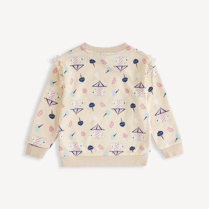 Unicorn-Print Frill Sweatshirt