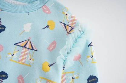 Unicorn-Print Frill Sweatshirt