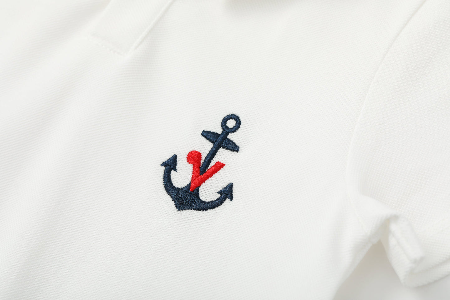 Baby Boy Sailor Hook Embroidered Shortie Polo Romper