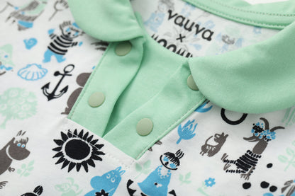 Baby Boy All Over Print Collar Top & Bottom Set