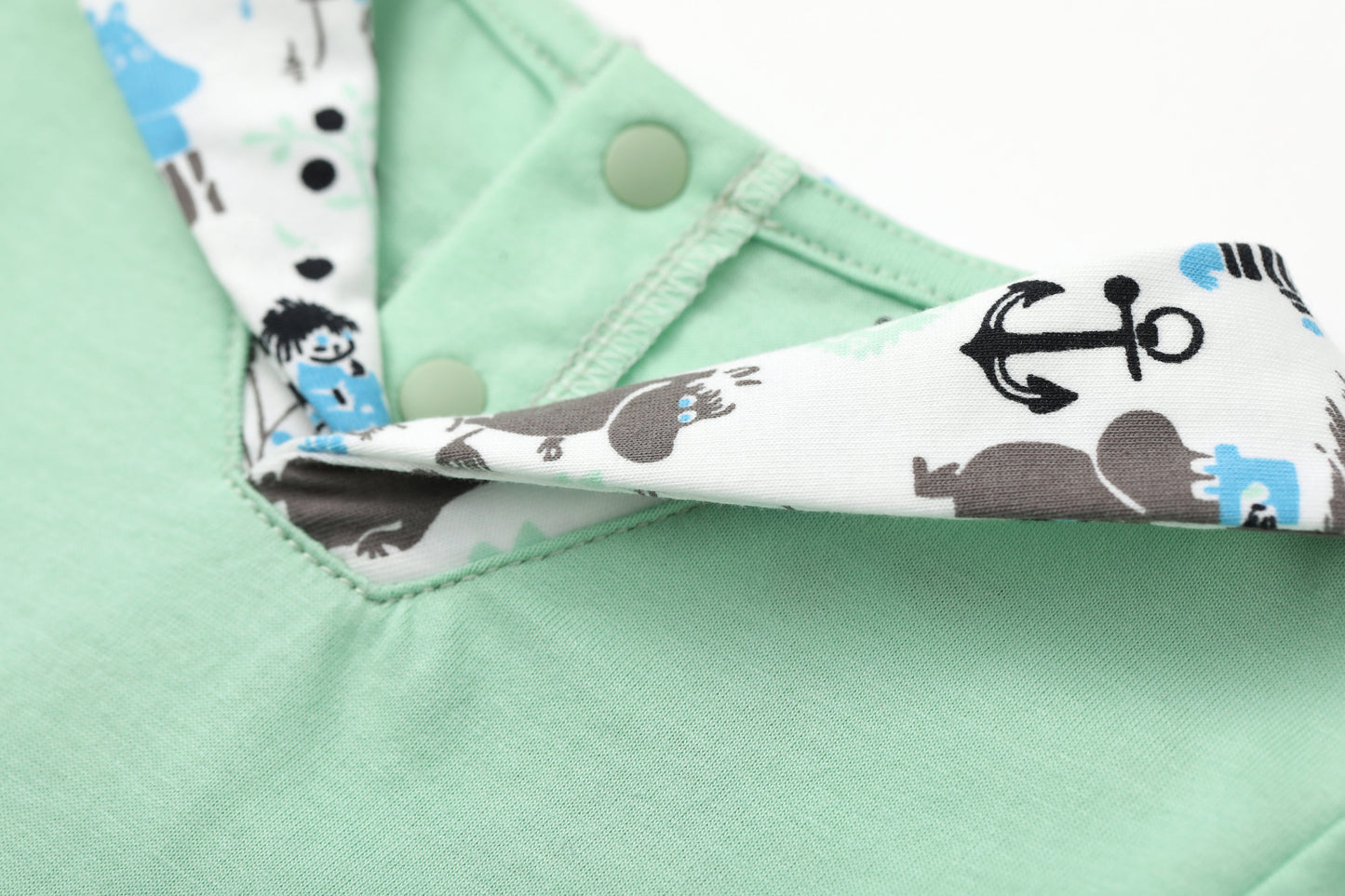 Baby Boy Snufkin Print Shawl Collar Romper