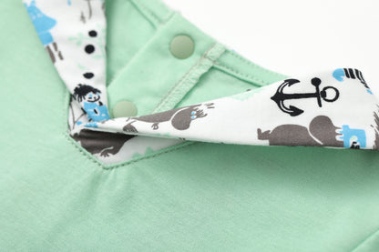 Baby Boy Snufkin Print Shawl Collar Romper