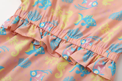 Toddler Girl Ocean All Over Print With Uv Protection Windbreaker