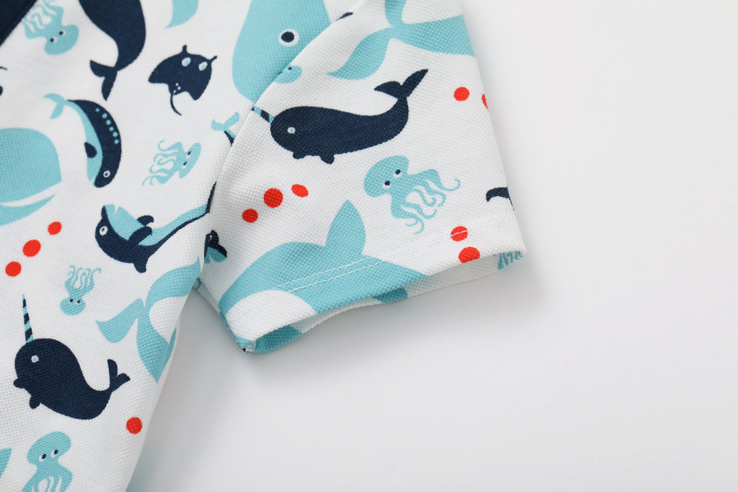 Baby Boy Short Sleeves Whale Printed Romper