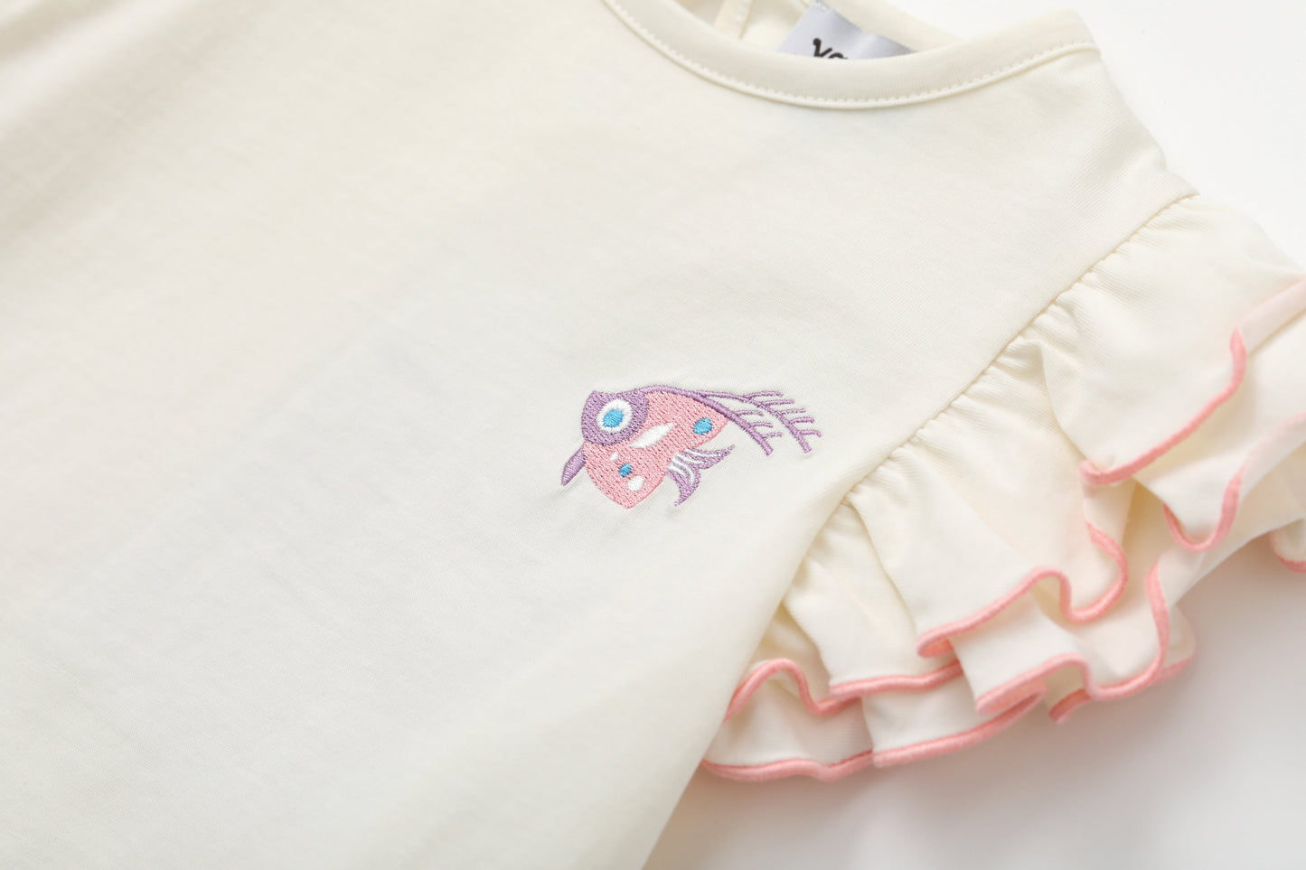 Toddler Girl Fish Embroidered Short Sleeve T-Shirt Top