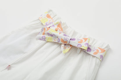 Toddler Girl Plain Print Short With Butterfly Knot