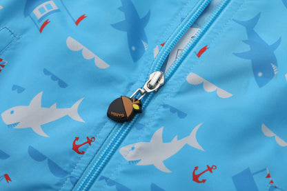 Boys Ocean All Over Printed Windbreaker Uv Protection