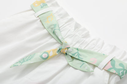 Toddler Girl Plain Print With Butterfly Knot Shorts