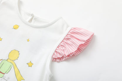 Baby Girl Yarn Dyed Stripe Little Prince Print T-Shirt