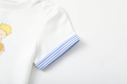 Baby Boy Yarn Dyed Stripe Little Prince Print T-Shirt Top