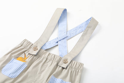 Baby Boy Strength Cotton Twill Embroidered Dungaree