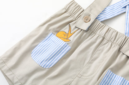 Baby Boy Strength Cotton Twill Embroidered Dungaree