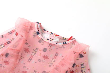 Nutcracker-Print Layered Dress