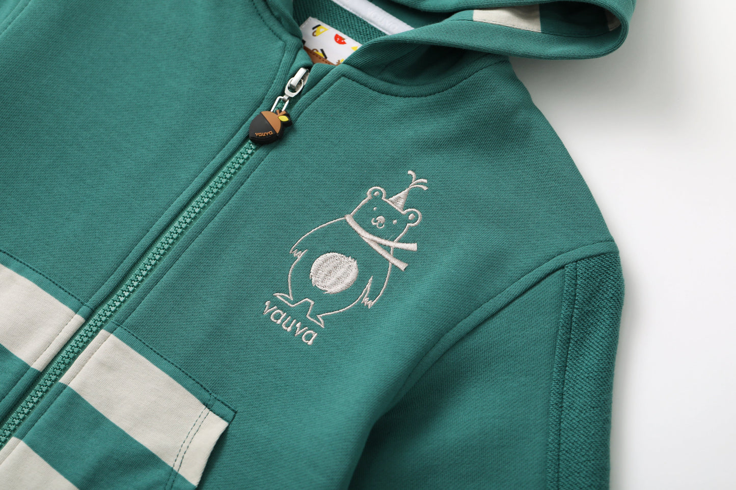 Bear-Embroidered Hooded Jacket