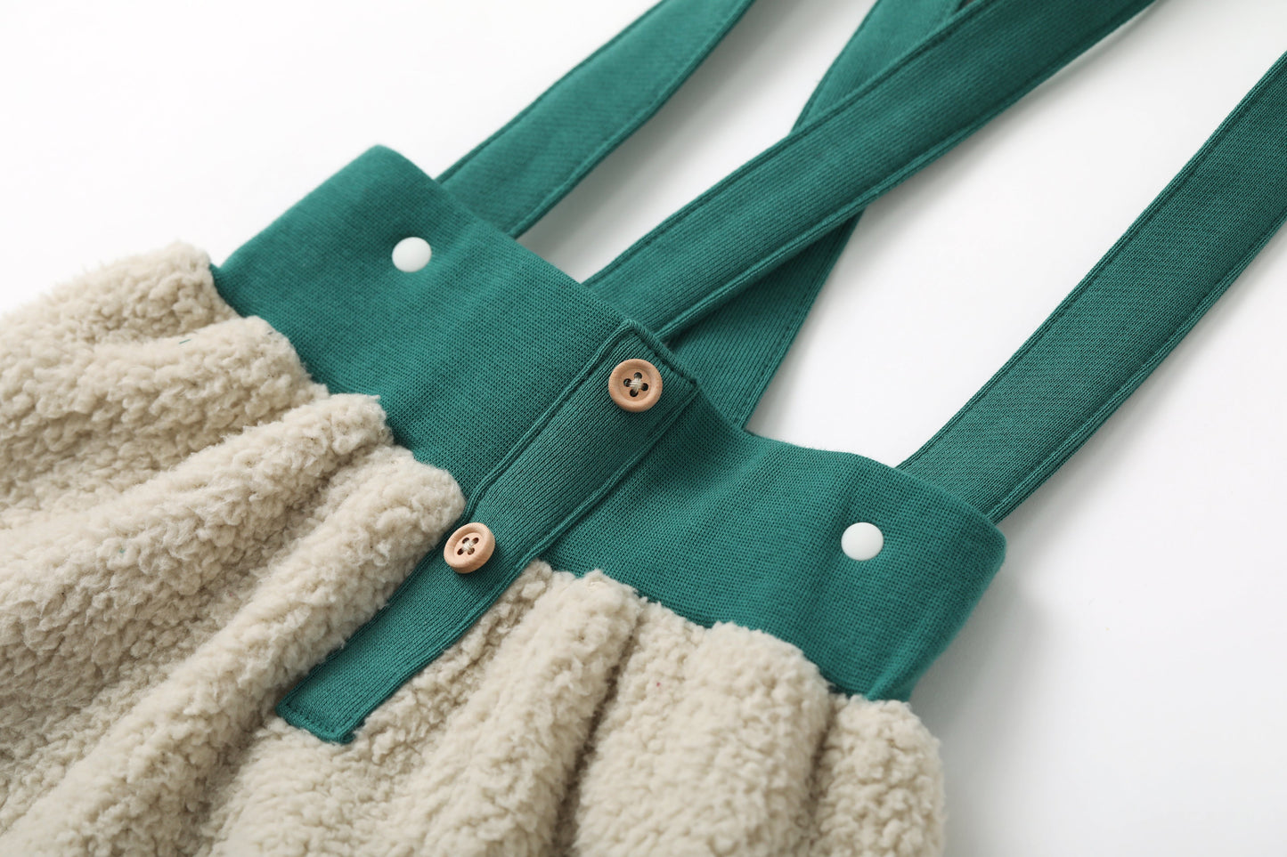 Bear-Embroidered Teddy Suspender Pants