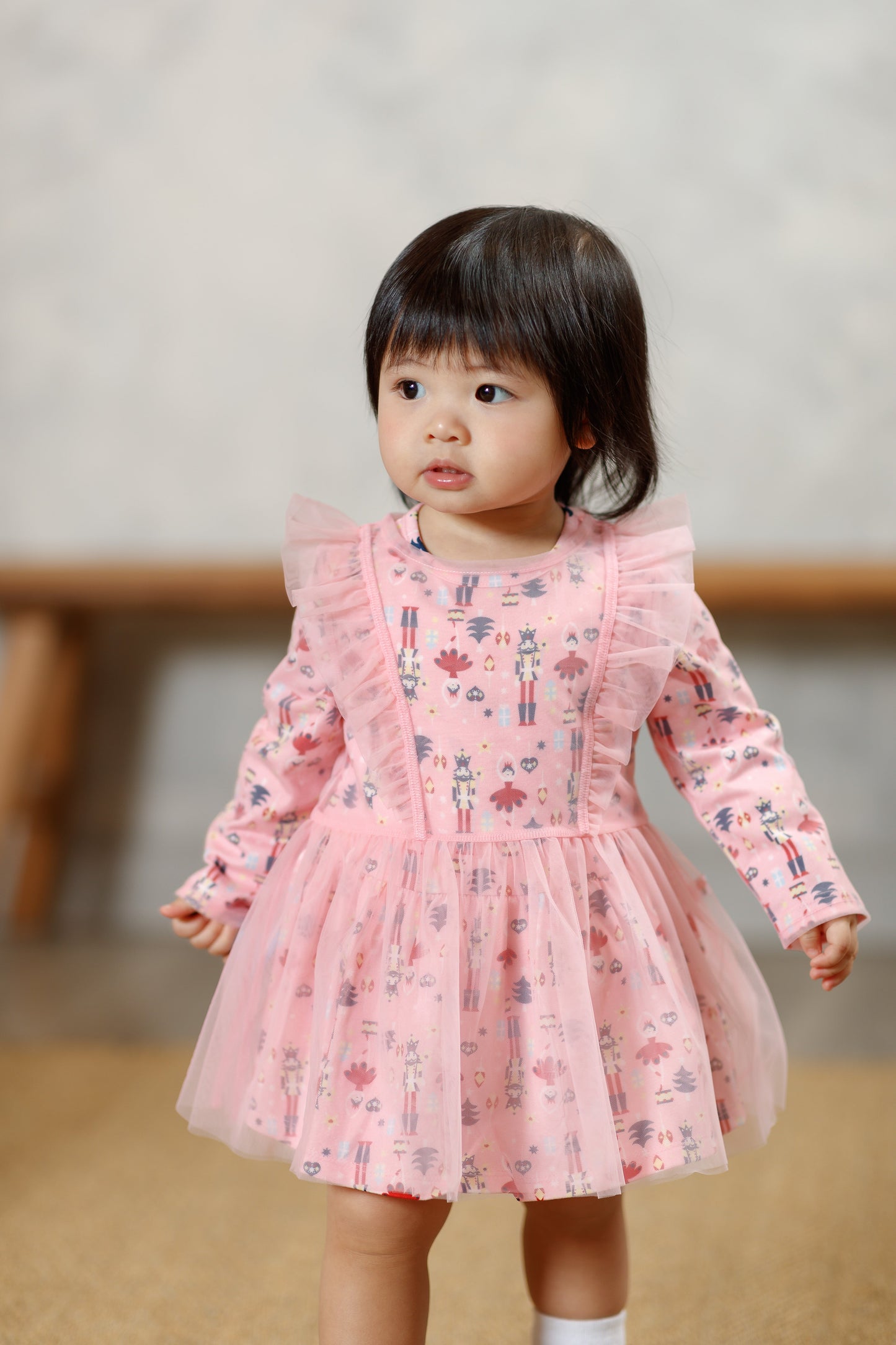 Nutcracker-Print Layered Dress