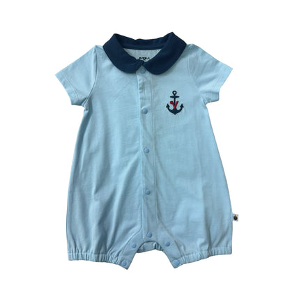 Baby Sailor Embroidered Short Sleeve Romper