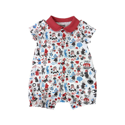 Baby Boy Moomin All Over Print Polo Romper