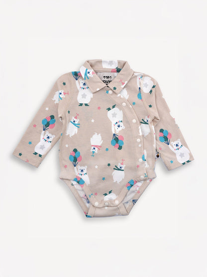 Bear-Print Long Sleeve Bodysuit
