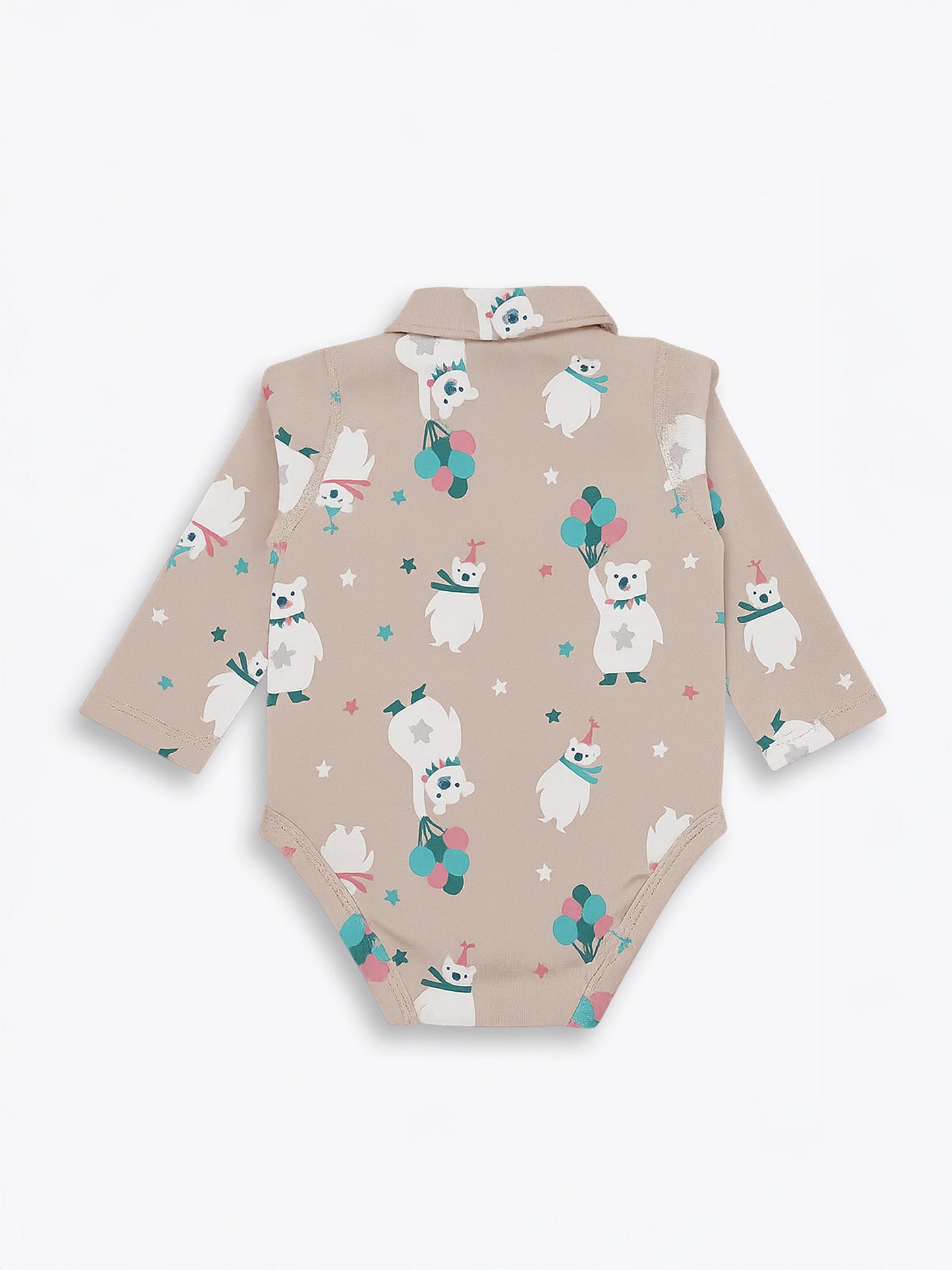 Bear-Print Long Sleeve Bodysuit