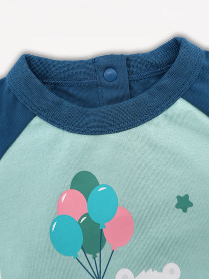 Bear-Print Raglan Sleeve  Tee
