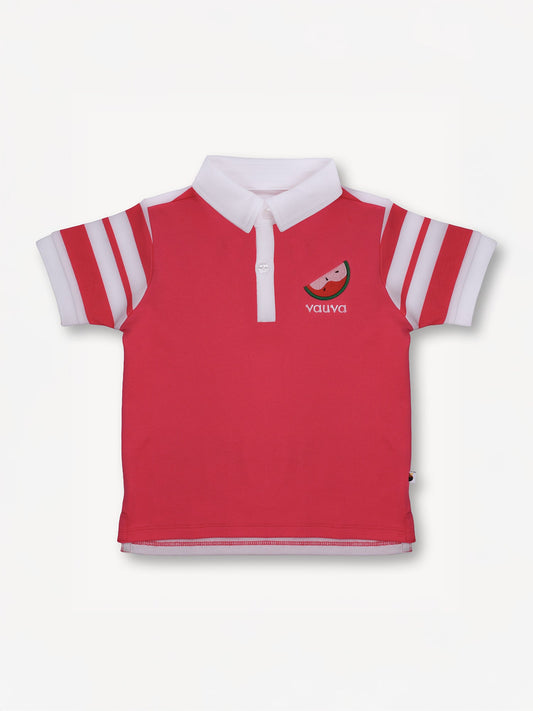 Kid Short Sleeve Watermelon Embroidery Polo Shirt