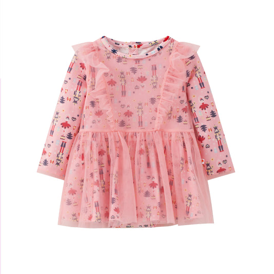 Nutcracker-Print Layered Dress