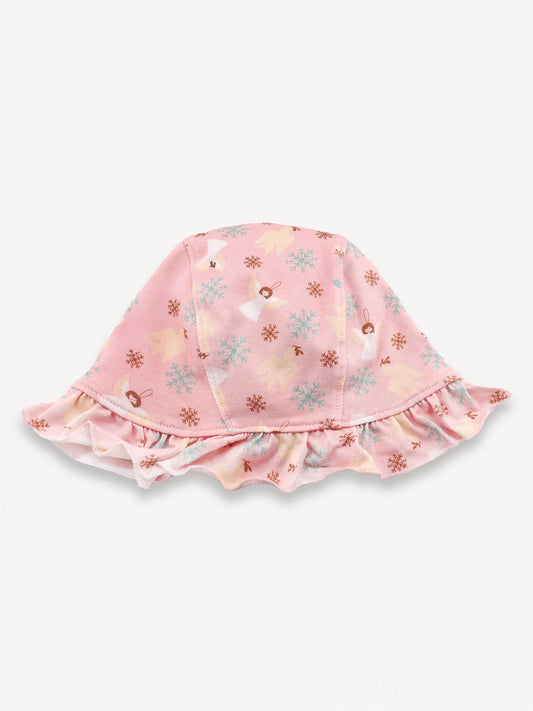 Angel-Print Ruffle Hat