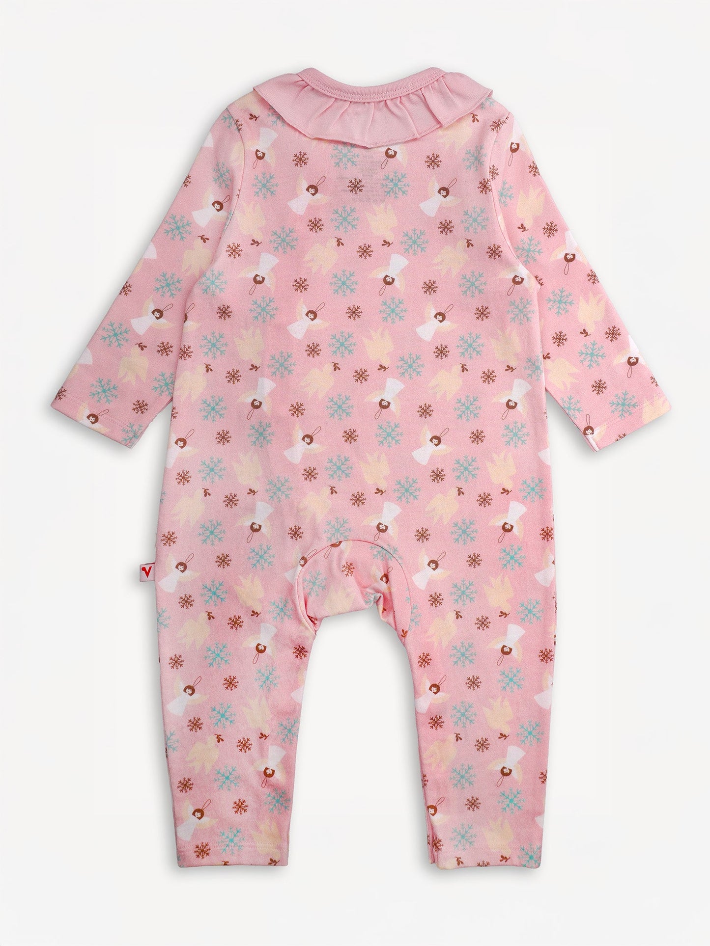 Angel-Print Ruffle Collar Romper