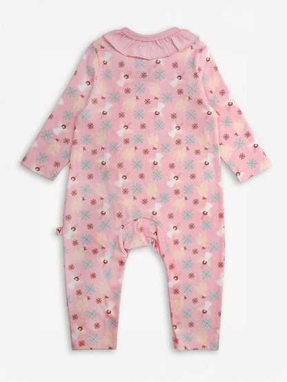 Angel-Print Ruffle Collar Romper