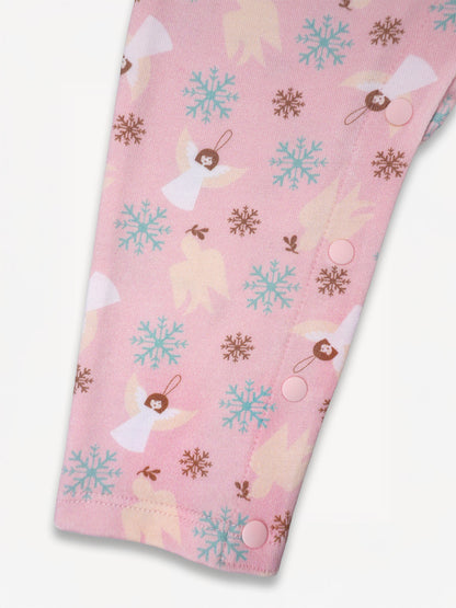 Angel-Print Ruffle Collar Romper