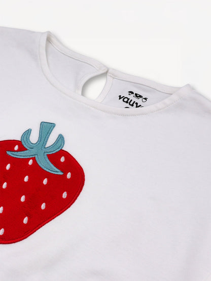 Kid Sleeveless Strawberry Print Two-Layer Dress
