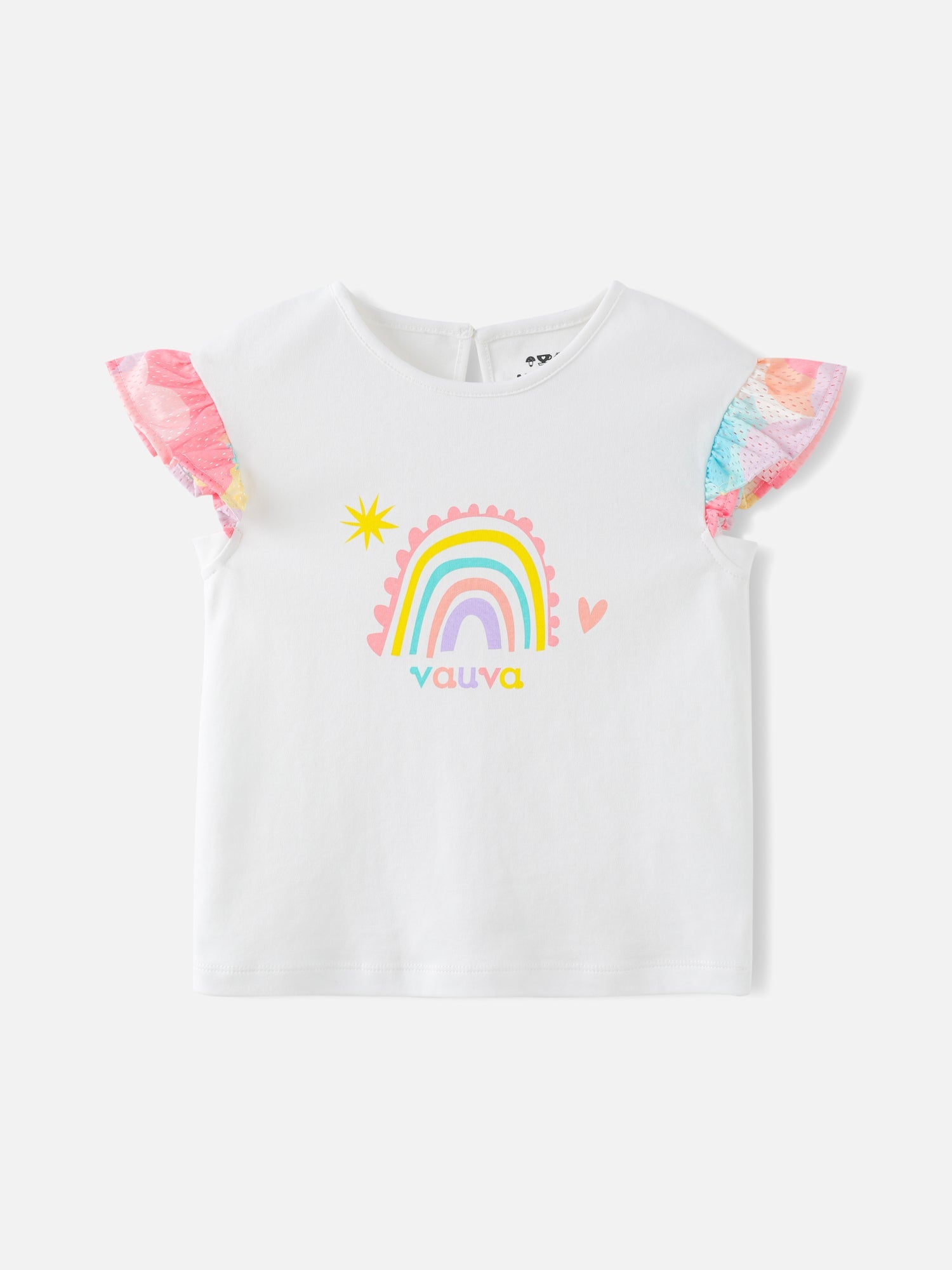 Girls Ruffle Sleeves Graphic Tee