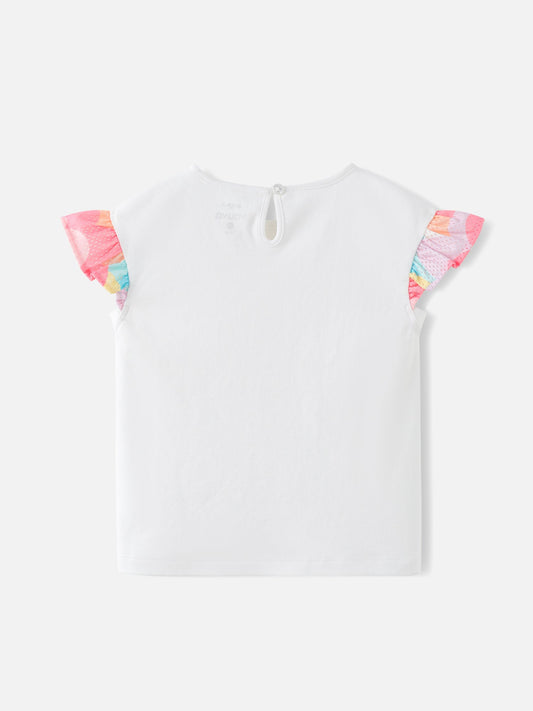 Girls Ruffle Sleeves Graphic Tee
