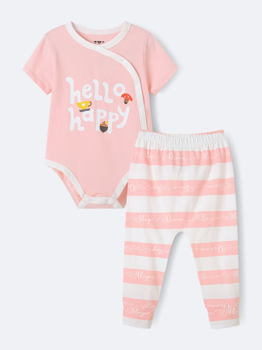 Baby Short Sleeve Stripes Bodysuit And Leggings Set