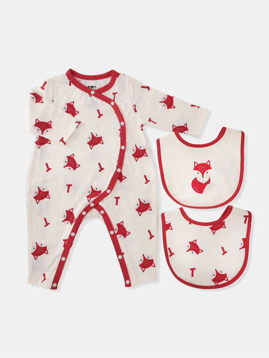 Baby's Romper And Bib Set
