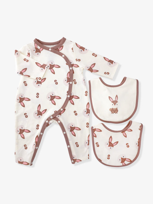 Baby's Romper And Bib Set