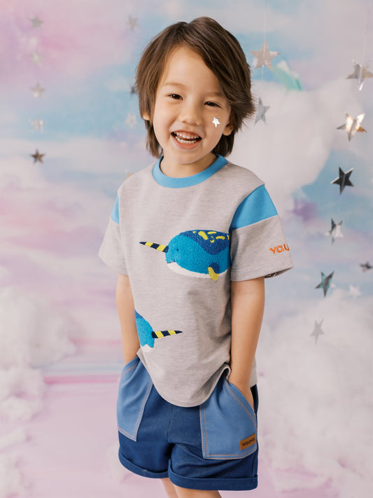 Kids Jersey Denim Rolled Hem Shorts