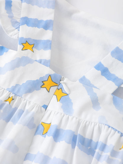 Girls Stripy Ruffle Dress