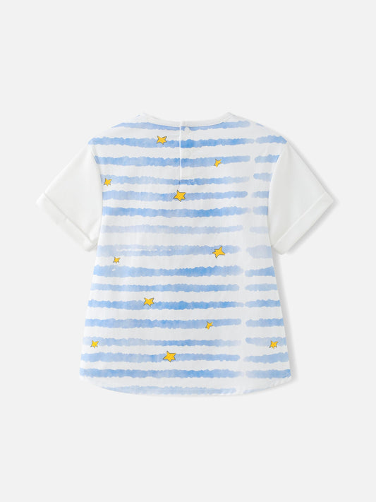 Girls Two Tone Print Tee