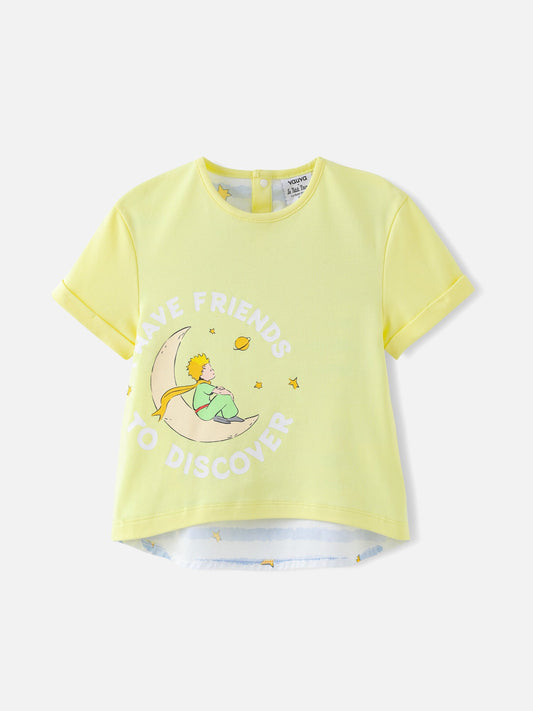 Girls Two Tone Print Tee