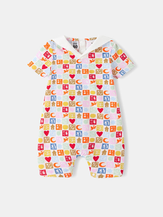Moomin 80Th Anniversary Baby Sailor Collar Short Sleeve All-Over Print Romper