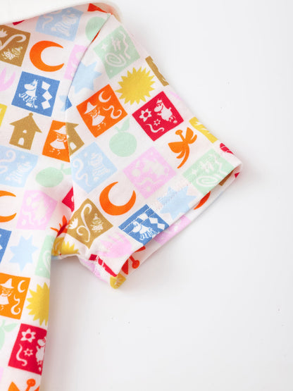 Moomin 80Th Anniversary Baby Sailor Collar Short Sleeve All-Over Print Romper