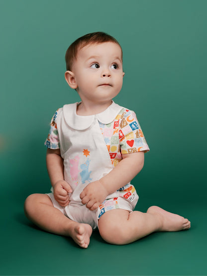 Moomin 80Th Anniversary Baby Babydoll Collar Short Sleeve Print Romper