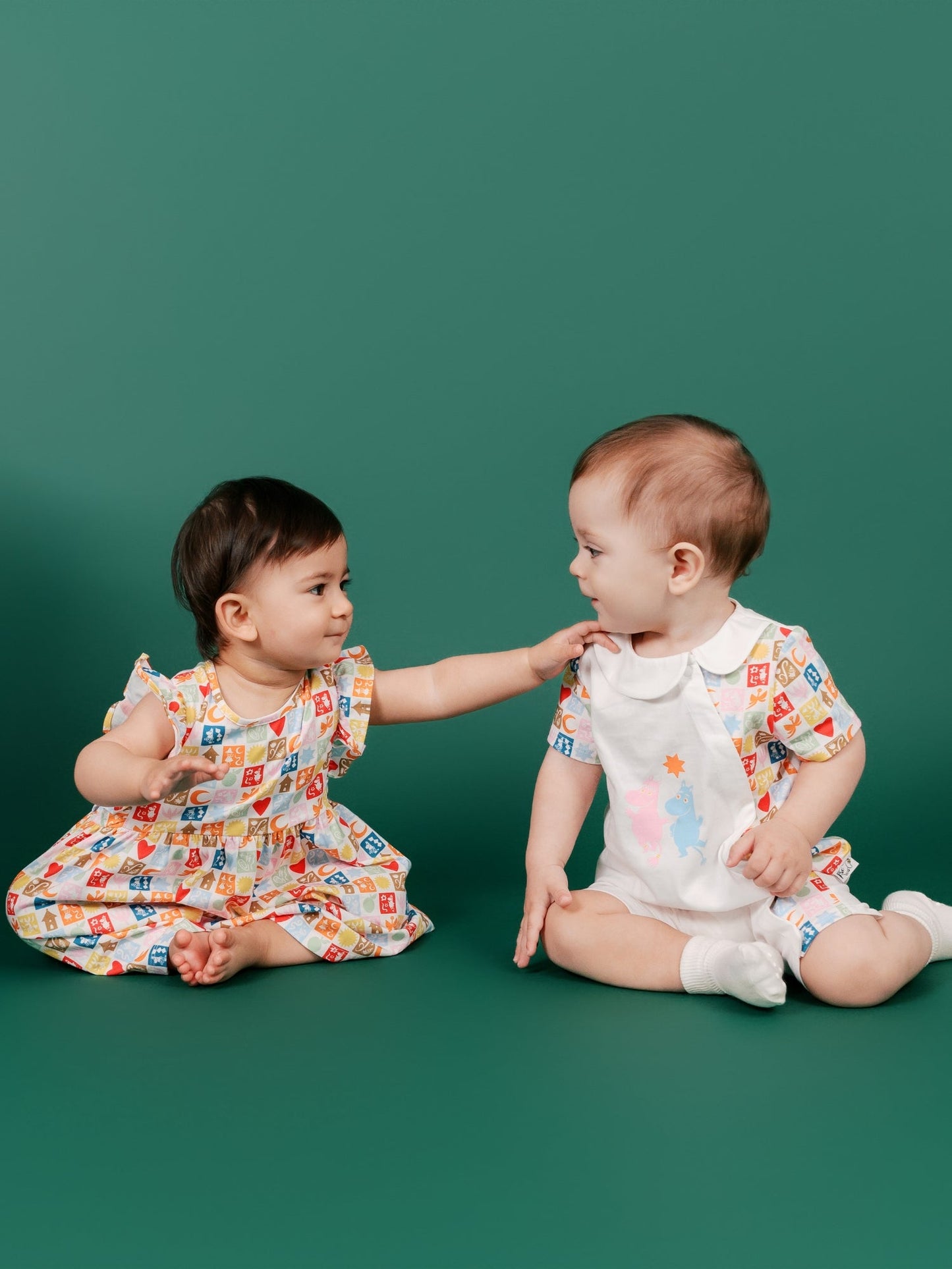Moomin 80Th Anniversary Baby Babydoll Collar Short Sleeve Print Romper