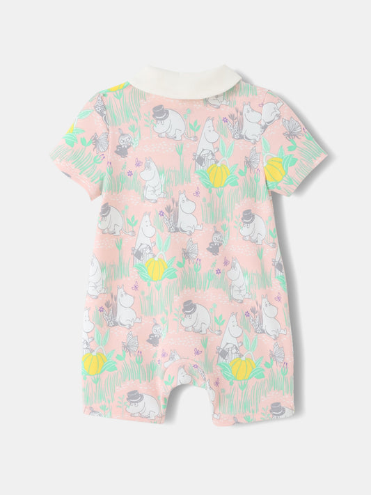 Baby Peter Pan Collar Short Sleeve All-Over Print Romper